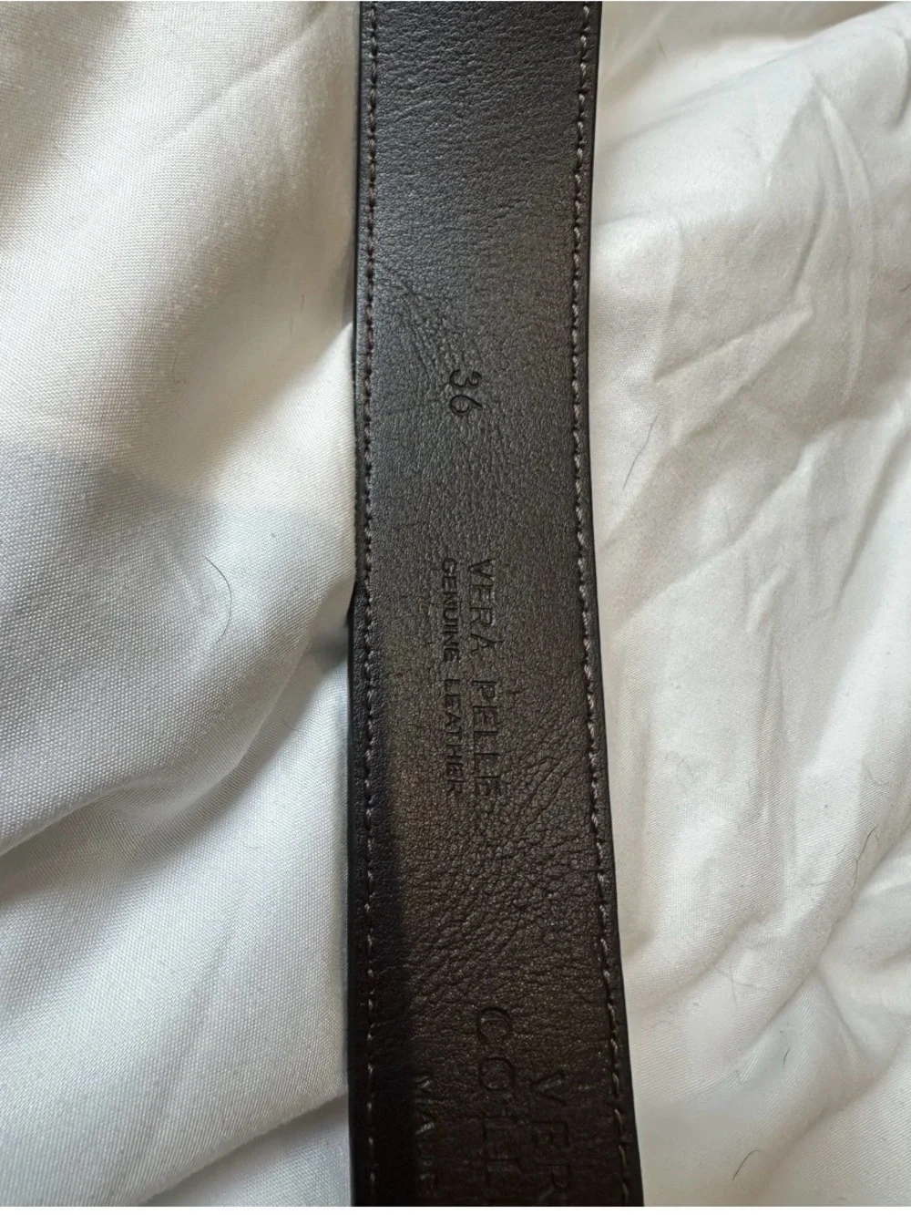 Versace Collection Men’s Brown Leather Belt 90/36 Made Italy Silver Buckle